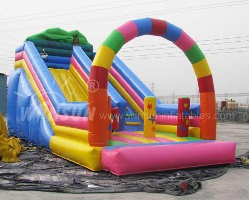 Rainbow Style Inflatable Dry Slide , Non Toxic PVC Blow Up Slide