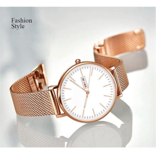 Rose Gold Women Quartz Wrist Watch 3BAR Waterresistant 3Needles