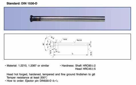 DIN 1530-D Standard HSS Material Die Punch Pins with 60-62 HRC Hardness for Precision Die Cutting Tools