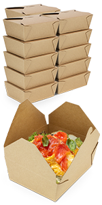 110 oz Paper Take Out Containers White Lunch Meal Food Boxes #1, Disposable Storage To Go Packaging