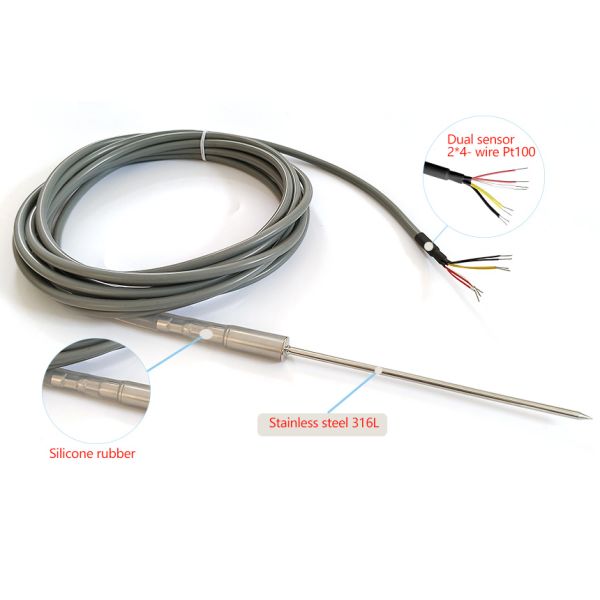Sterilization fermentation with High Accuracy 2-core Pt100 Needle Point Probe RTD Temperature Sensor