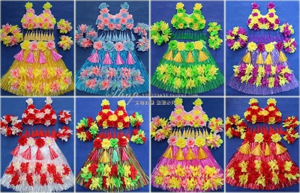 hawaii hula dance skirt sets girls ladies women's grass skirt for beach festival party