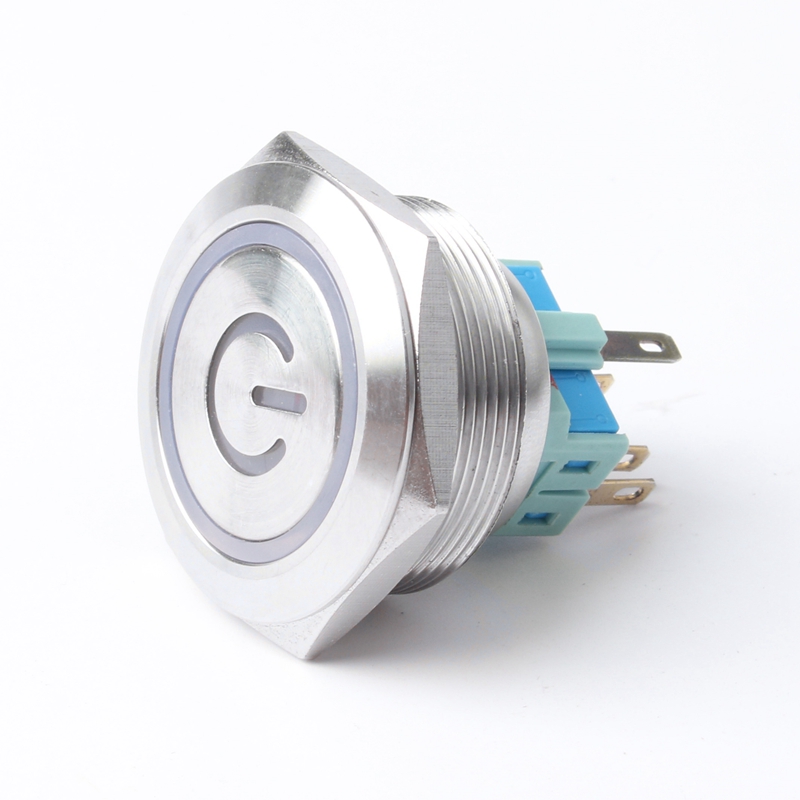30mm Stainless Steel 6-Pin Waterproof Momentary Illuminated Push Button Switch 220V IP65 250V Max. Electronic 1NO1NC