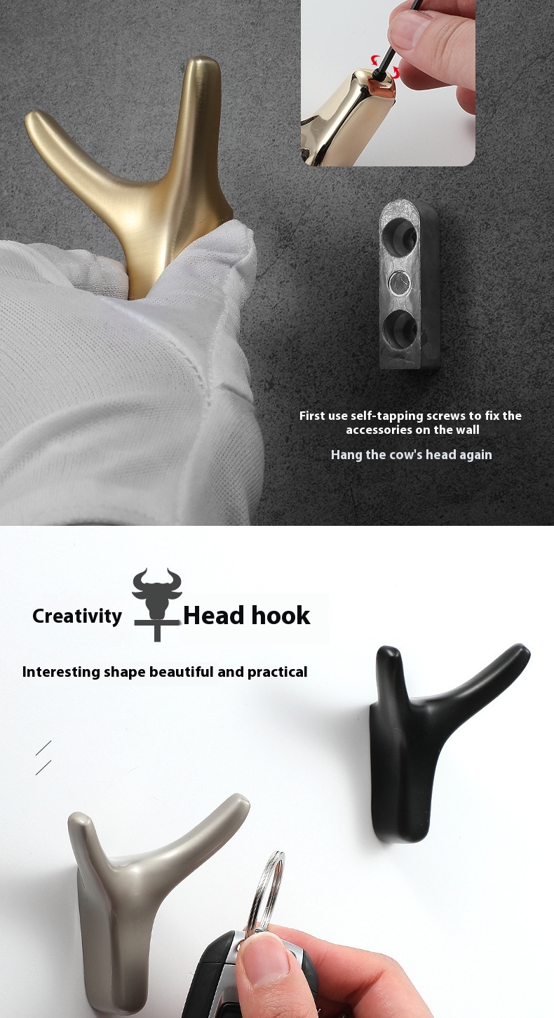 Nordic Modern Simple Cute Brass Robe Hook Multifunctional Metal Wall Hanging for Bedroom Bathroom & Kitchen