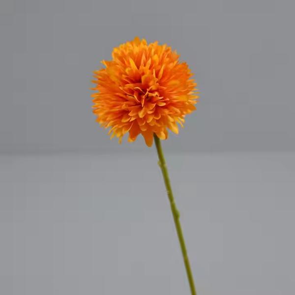 Vente à chaud artisanale à branche unique de chrysanthème Silk Marigold Ball PingPong Fleurs artificielles en vrac gâteau de mariage décorDIY