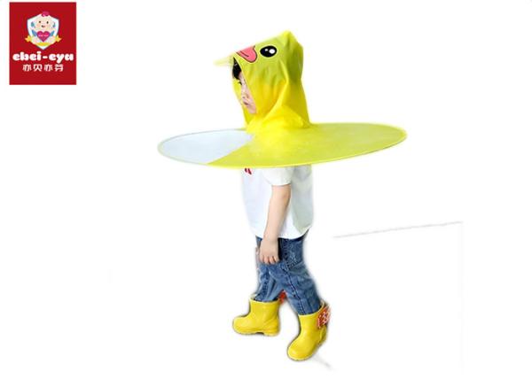 Cute Poncho Childrens Waterproof Raincoats Yellow Duck Single Person PVC/EVA Material
