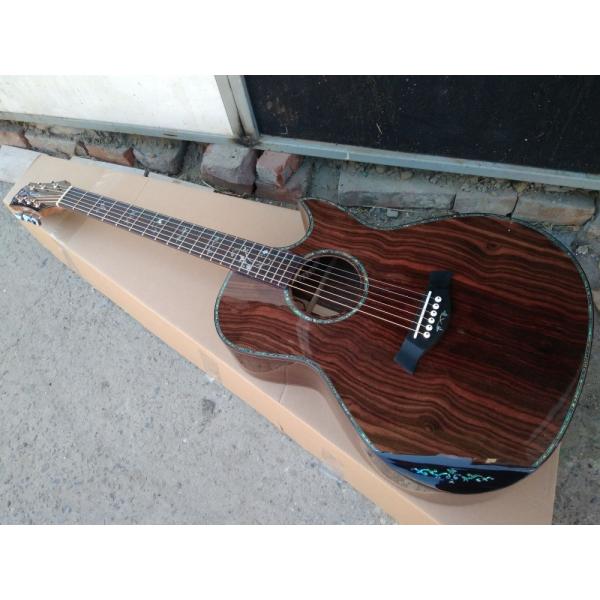 AAAA handmade all Solid ebony wood single cut guitar 14 frets imported wood armrest GA acoustic electric guitar