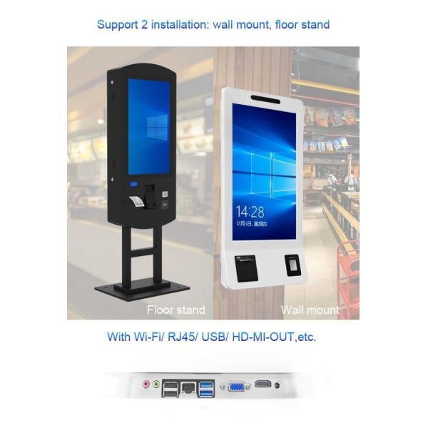 32 Inch Touch Screen Interactive Food Ordering Kiosk with Payment System Wireless Network LCD Screen