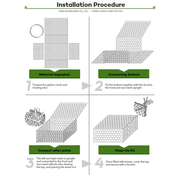 Q 195 Steel Wire Gabion Basket with 60×80mm Mesh Hole for River Bank Protection
