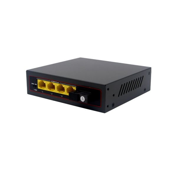 Unmanaged POE Fiber Media Converter 1 SC 100M 4 Port AF POE Ethernet Transceiver
