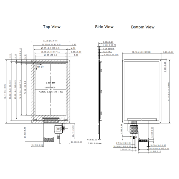 3.53 Inch IPS TFT LCD Module 480×800 Capacitive Touch For Smart Home