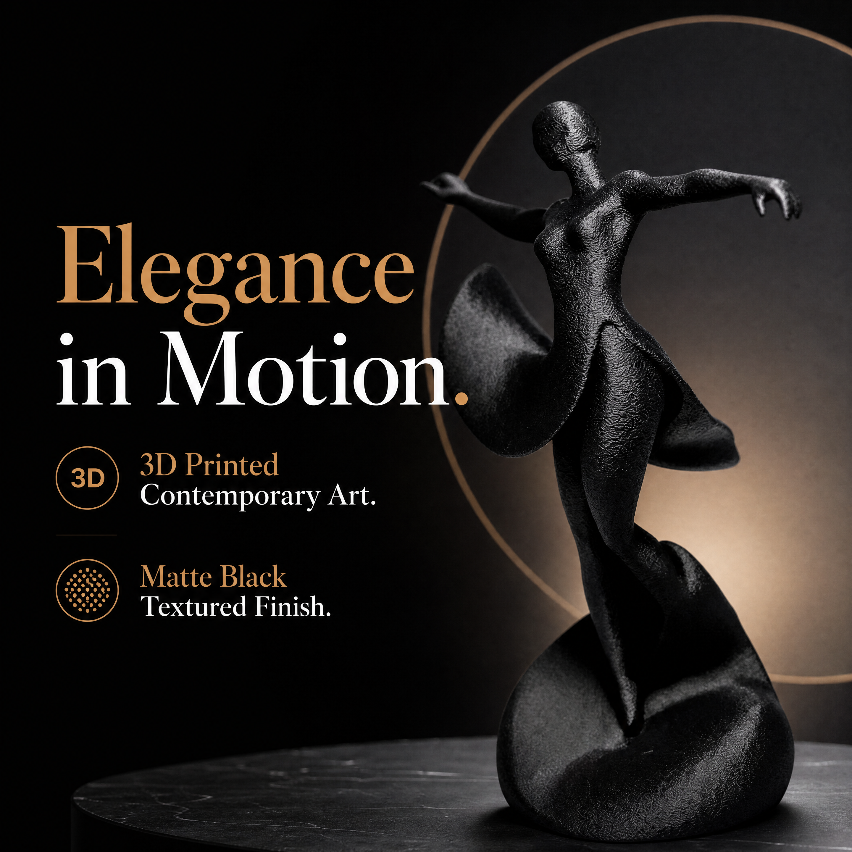 Abstract Dancing Woman Sculpture 3D Printed Art Ornament for Tabletop Interior Decoration