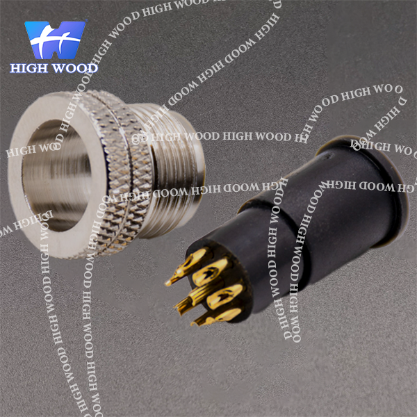 M12 Connector, 8-Pin Straight Injection-Molded Male Head with Solder Cups, Without Shielding, A-Latch