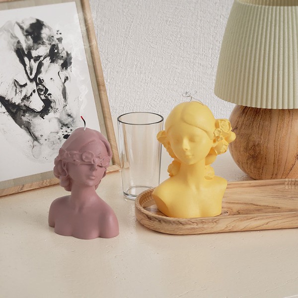 Rose blindfolded closed eye girl gypsum doll silicone mold DIY aromatherapy candle dropper mold