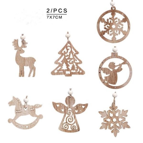 Vente chaude Décorations de Noël en bois bricolage Petit pendentif en bois pour la décoration de Noël