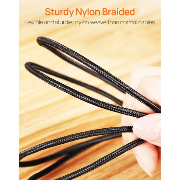 Nylon Braided 3m Stereo Audio Aux Cable With Standard 3.5mm Audio Jack
