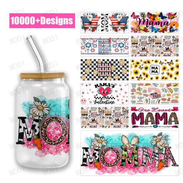 Dia da Mãe UV DTF Transfer 16oz Dia da Mãe copos de desenhos ideais para projetos personalizados
