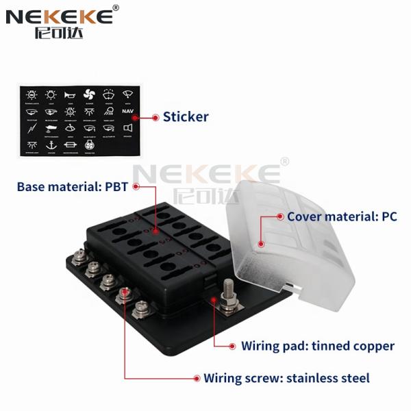 Excellent Insulation 10 Circuit Marine Fuse Box Wth Waterproof Protection Cover