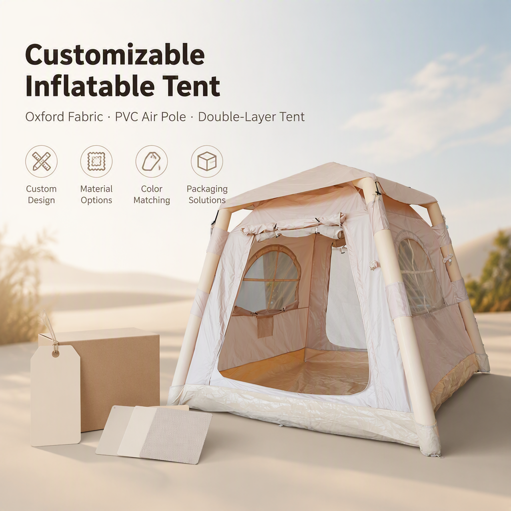 Portable Inflatable Air Tent Foldable Double Layer Rainproof Camping Shelter 4.6 Sq m No Setup Outdoor Overnight Tent
