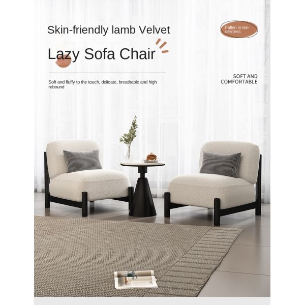 Wholesale Comfortable Modern Eco-Friendly Lamb Fleece Fabric Single Leisure Sofa Chair Set High-resilience Sponge for Bedroom