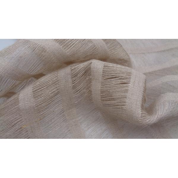 100% Linen Vertical Stripes Perforated Fabric 132 Gsm 150cm