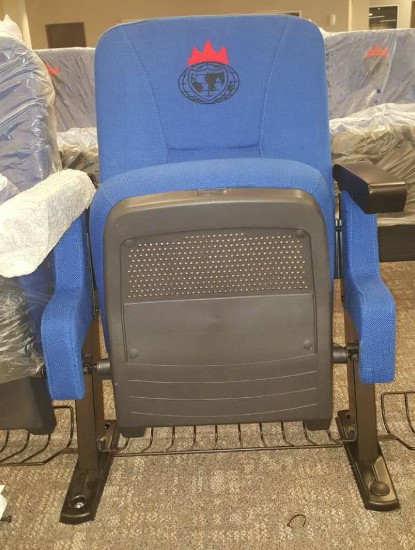 Blue Folding Lecture Theater Hall Seats Small Back  Auditorium Church Chairs For Sale
