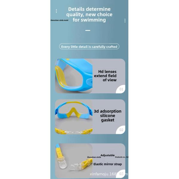 Anti-fuite lunettes de natation pour enfants Grand cadre lunettes de natation avec bouchons d'oreille en silicone