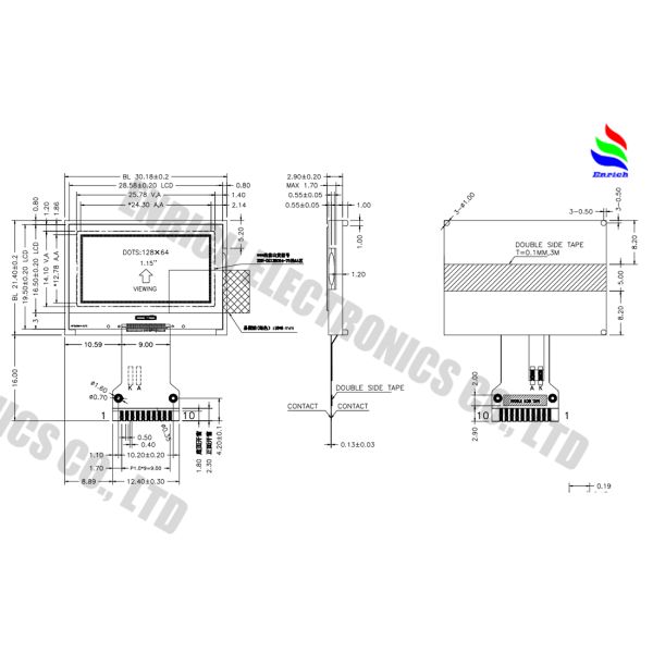 1.2 Inch COG LCD Display with ST7567A Drive IC and FSTN/Transflective/Positive Dot Matrix LCD Module