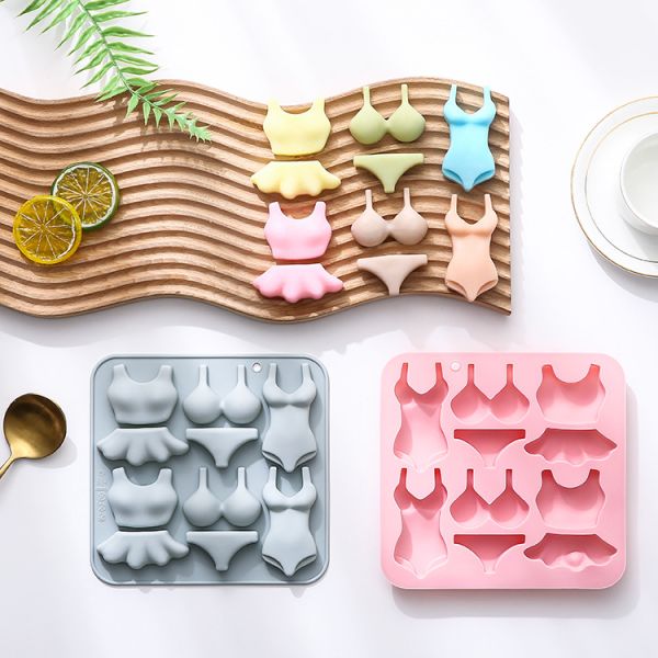 10 Cavity Clothing Design Chocolate Candy Mold SHU XIN YZ-55 Eco-Friendly Silicone Baking Tool for Bikini Shaped 3D
