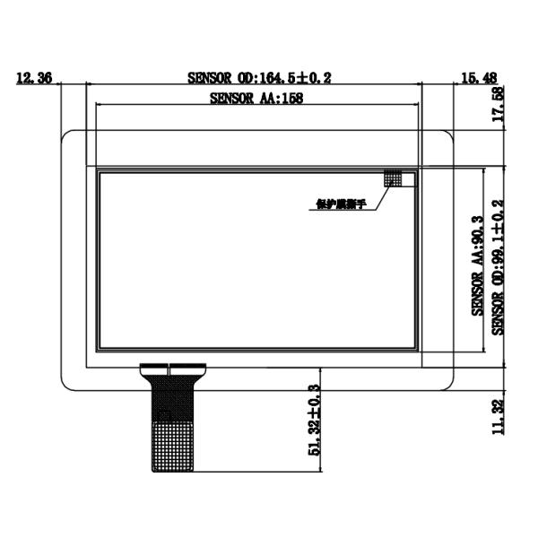 7 Inch Projected Capacitive Touch Screen with I2C Interface and 5 Point touch Thin Thickness