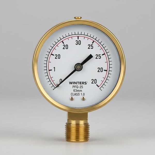 WINTERS PFQ-25 63mm Dial Size Industrial Pressure Gauge with AISI 304 Stainless Steel and 5-Year Warranty