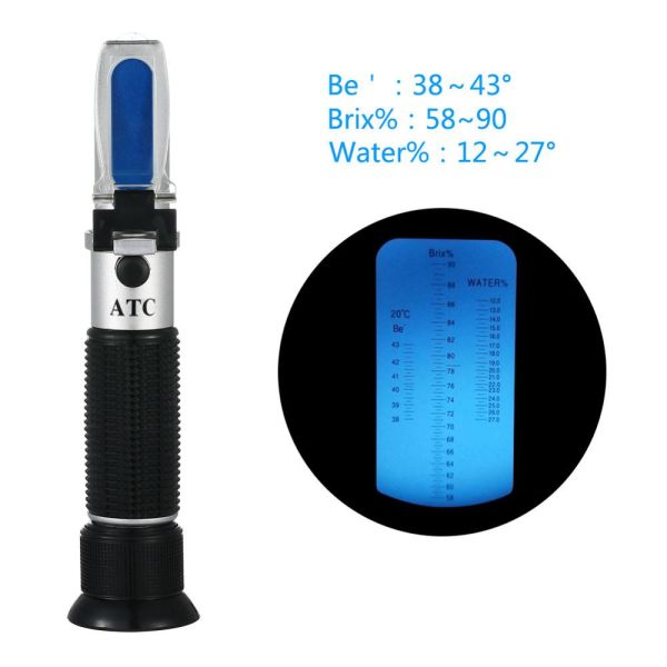 High Precision Honey Refractometer with Automatic Temperature Compensation for Accurate 0.1% Brix Range Honey Testing