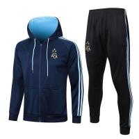 Long ensemble de veste bleue de ciel de survêtement de formation du football de cordon