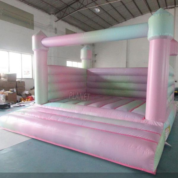 PVC White Bouncing Castle Commercial Pastel Rainbow Gate Inflatable Bounce House Jumping Castle for Kids