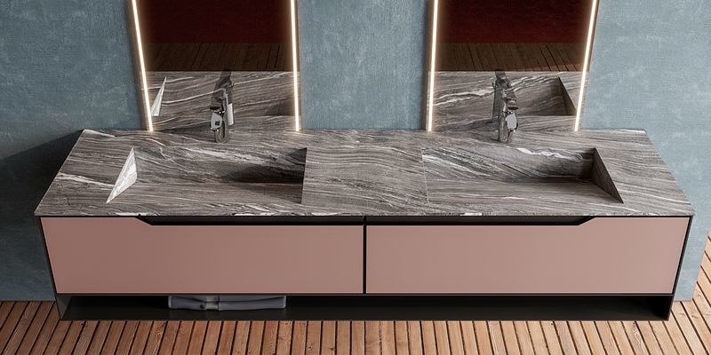 Luxury Fadior Custom Bathroom Vanity Cabinet в красном и черном кварцевом конторе