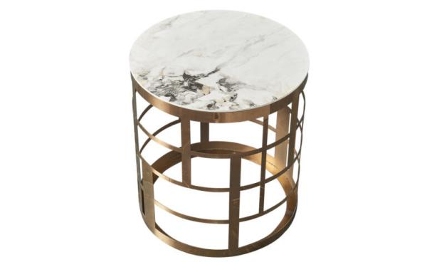 Gridline Type Nordic Coffee Table Minimalist Gold Marble Stainless Steel Base