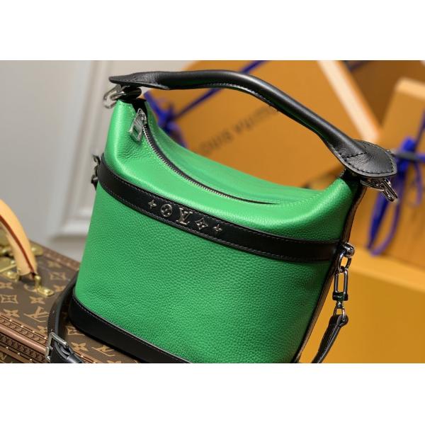 Small Genunie Black Printing Linning 25cm Cowhide Bucket Bag Handhold