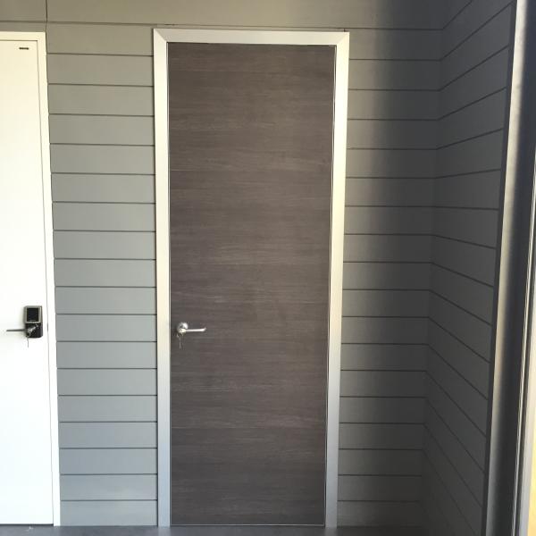 New design Aluminum frame foshan HPL apartment entrance door with modern style