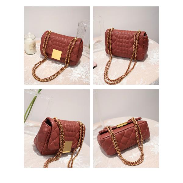 High-Quality Leather Small Fragrant Rhombus Female Crossbody Bag
