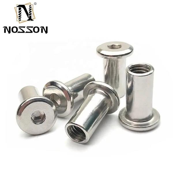 M6 M8 Stainless Steel Flat Hex Socket Head Furniture Rivet Connector Insert Joint Sleeve Cap Nut for Furniture Fastening