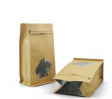 Advanced Equipment Make Custom Print Aluminum Foil Standup Kraft Paper Bag With Window And Zipper