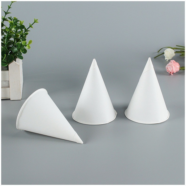 Paper Cone Cup PE Film White 120 GSM Disposable Paper Cup for Airport Hotel Super Market