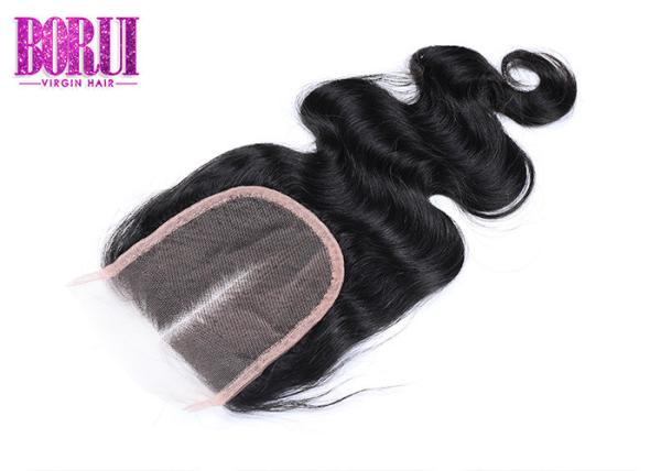 Swiss Free Middle Three Part Body Wave 4*4 Lace Closure , Brazilian Human Hair