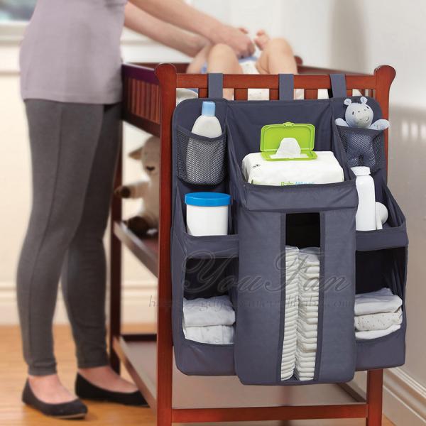Wall Hanging Diaper Organizer , Strong Baby Diaper Storage Caddy