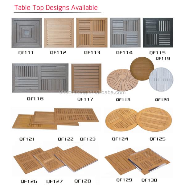 Poolside Plastic Wood Furniture Aluminum Frame Dining Table and Chairs for Courtyard Garden Set