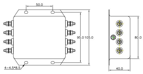 Трехфазный четырехлинейный фильтр 380V/440V терминальный блок EMI фильтр для подъемной тяговой машины