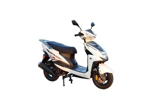 White Plastic Body Gas Powered Moped Scooters Aluminium Wheel Iron Muffler