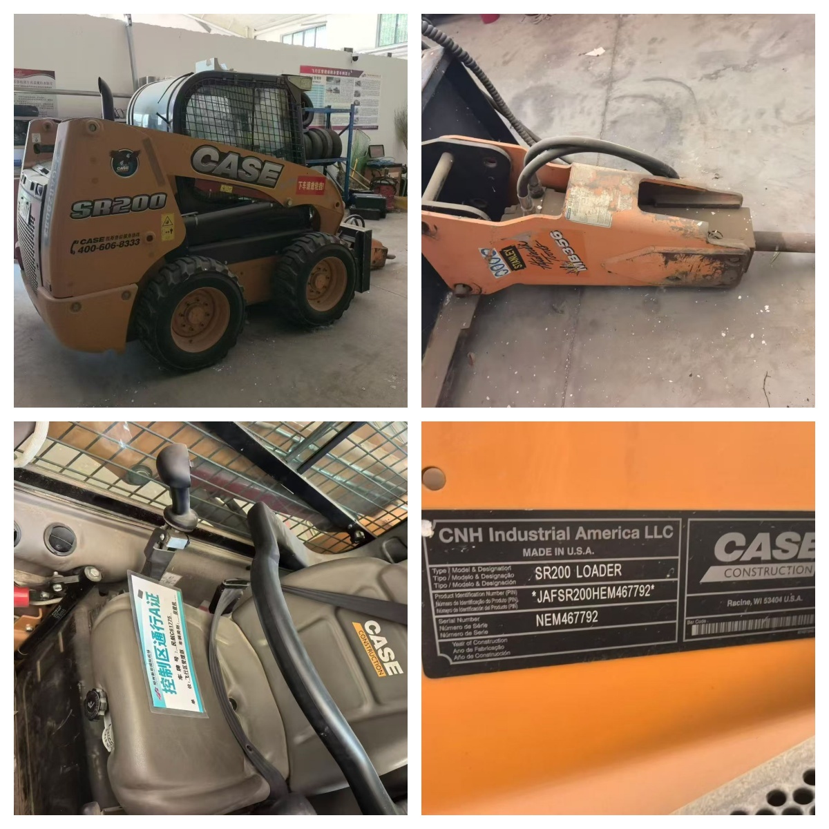 Used CASE SR200 Skid Steer Loader with Stanley MB356 Hydraulic Breaker Hammer