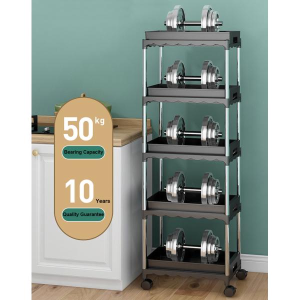 5 Tiers Freestanding Kitchen Rack , Kitchen Storage Cart For Vegetable ODM