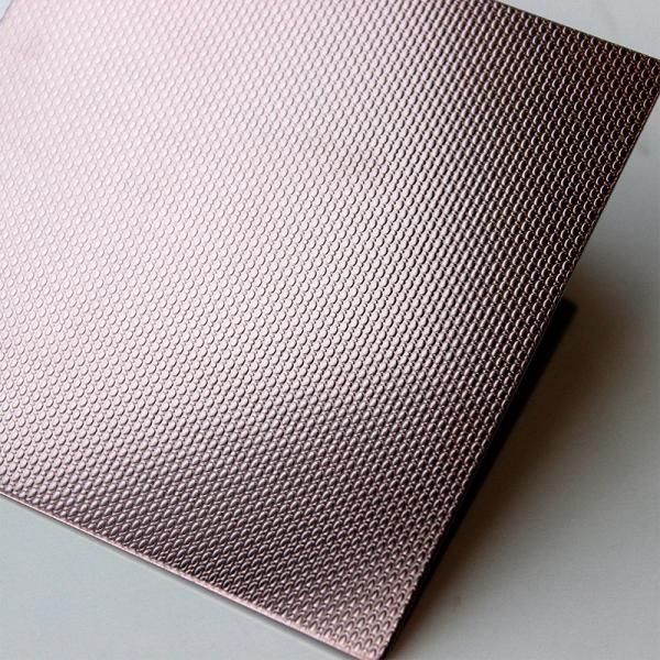 SS304 316 BA Finish PVD Rose Gold Colored Embossed Textured Stainless Steel Sheet Metal